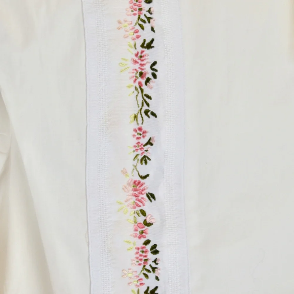 🏷️ NWT Tory Burch Ribbon Embellished Tunic in White Size 4